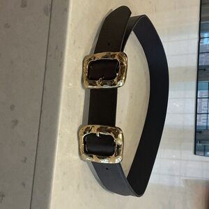 Mango Brown Belt with Double Gold Buckles